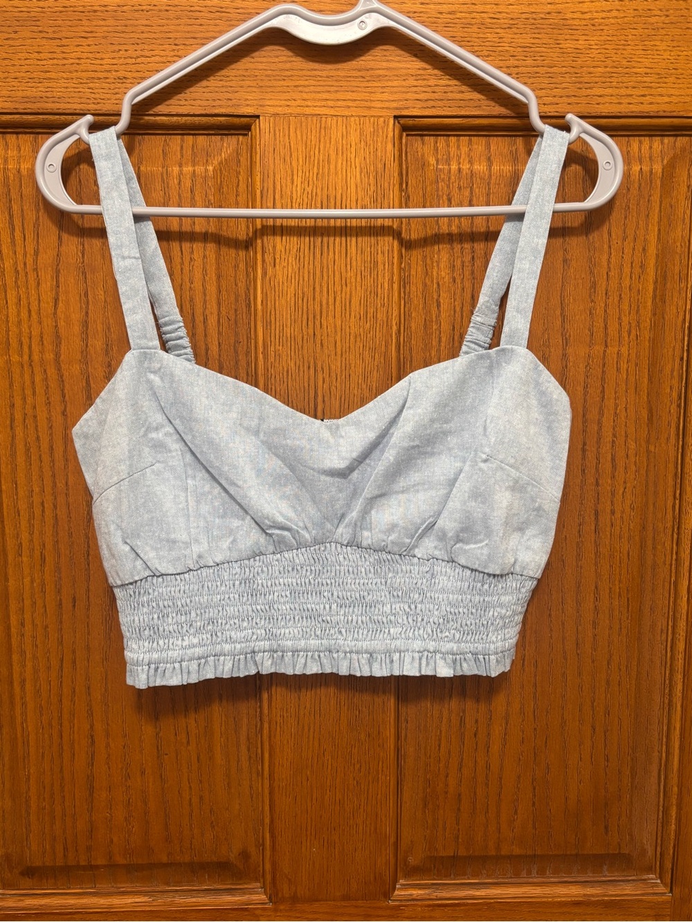 Lost + Wander Blue Lagoon Smocked Crop Top